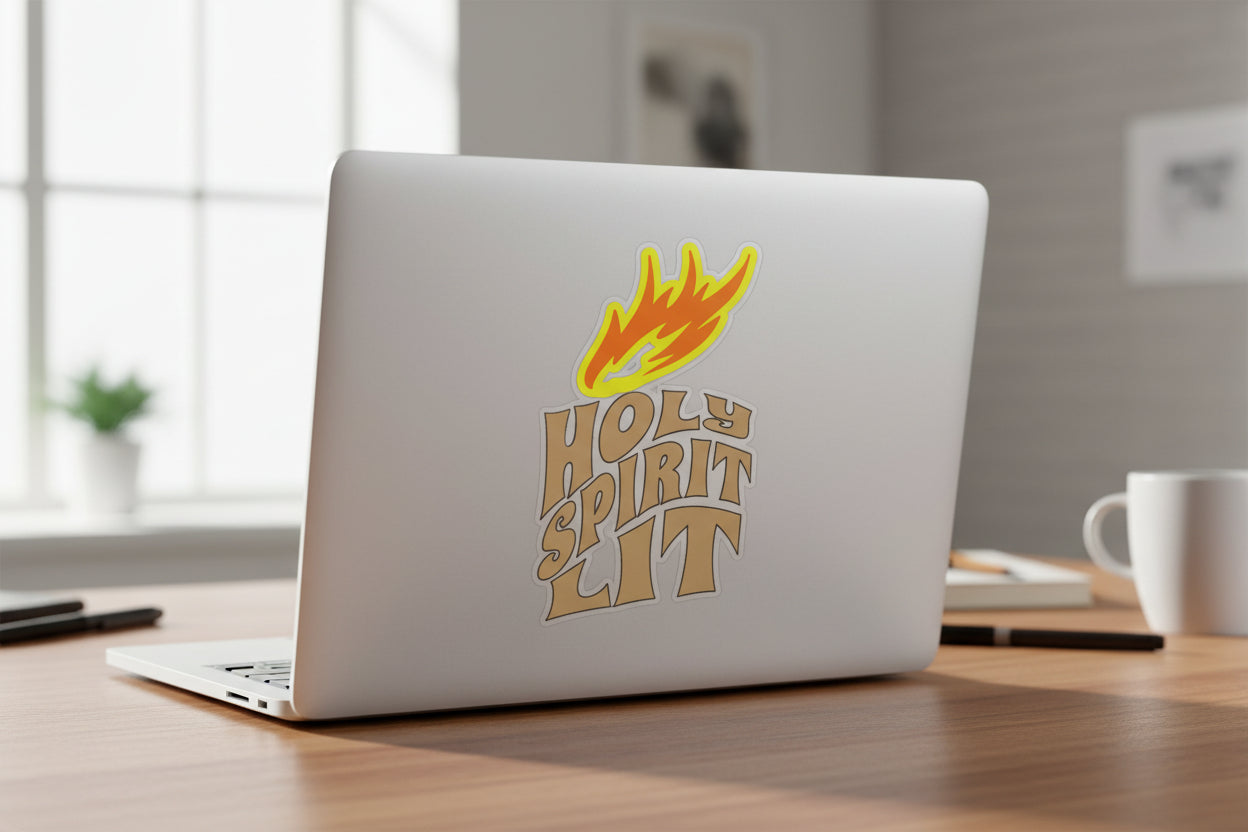 Logo with flame graphic and text 'HOLY SPIRIT LIT' on a white background