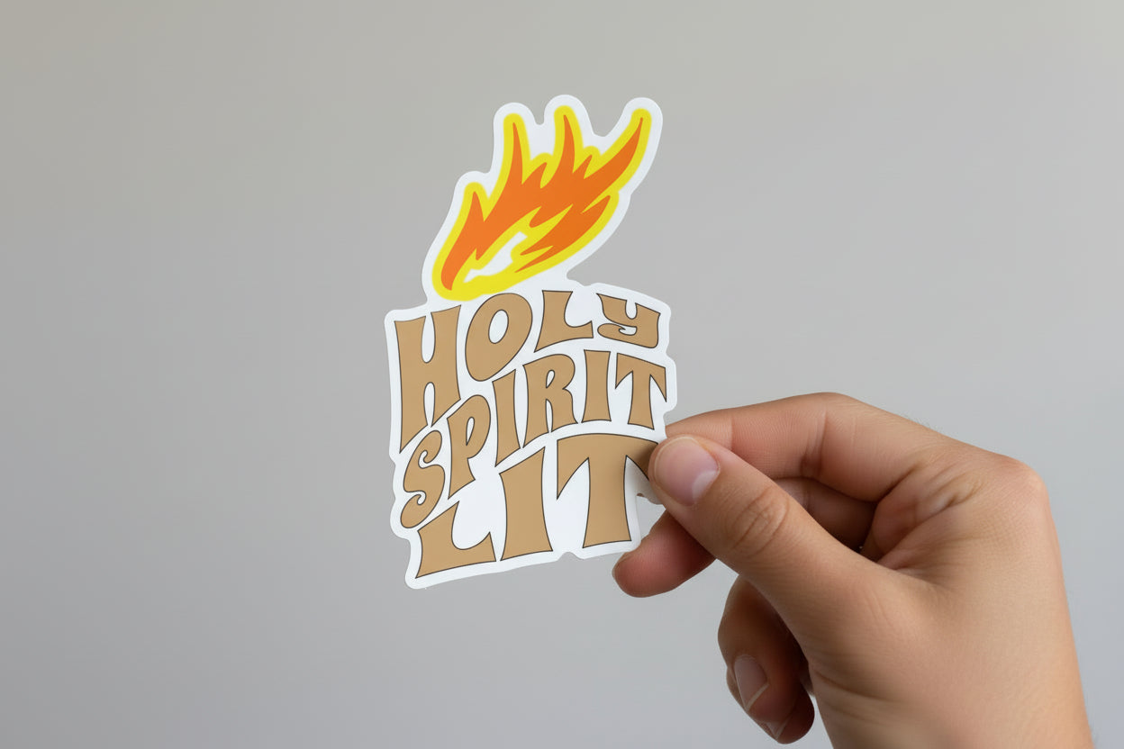 Die-Cut Sticker — "Holy Spirit Lit" Flame Christian Faith Sticker