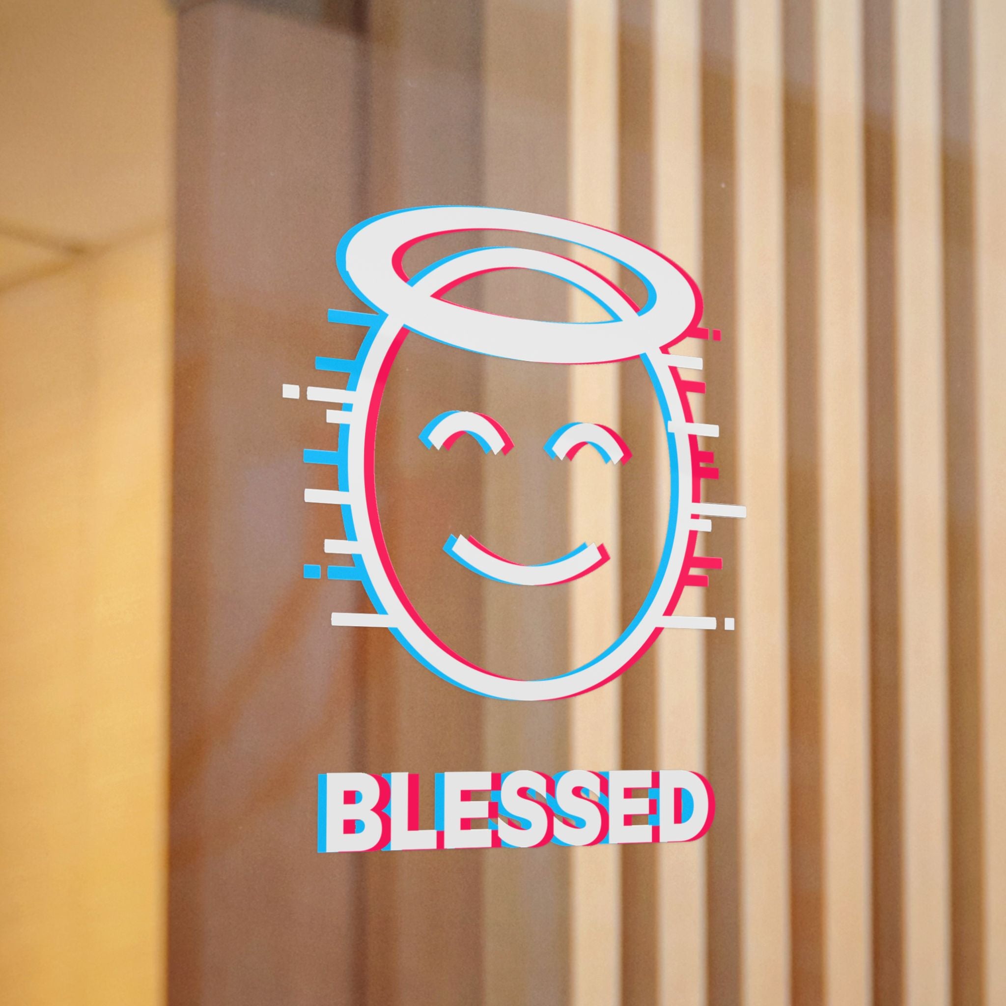 Blessed Halo Retro Glitch Emoji - Die-Cut Sticker
