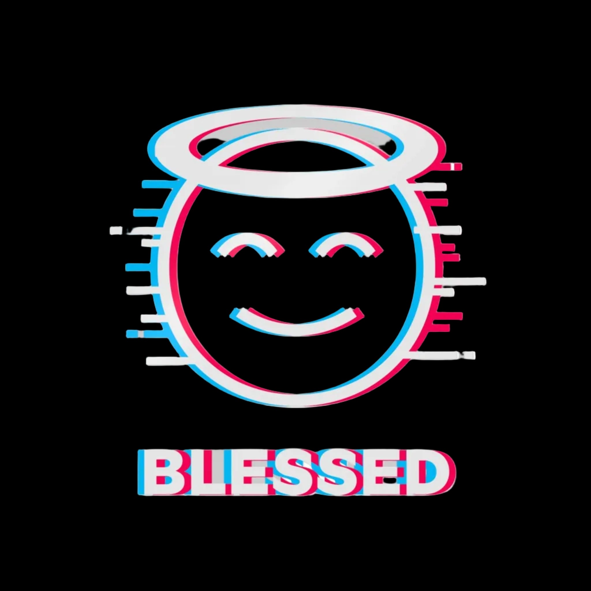 Blessed Halo Retro Glitch Emoji - Die-Cut Sticker