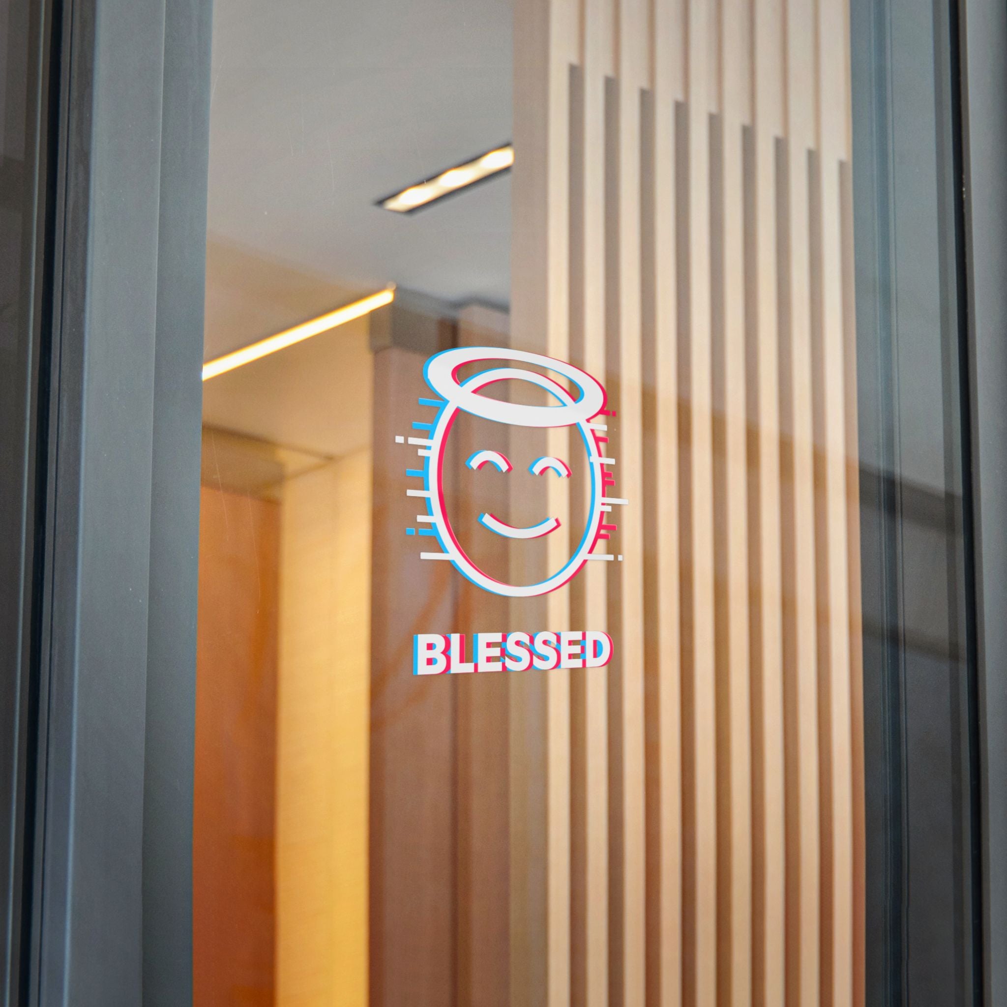 Blessed Halo Retro Glitch Emoji - Die-Cut Sticker